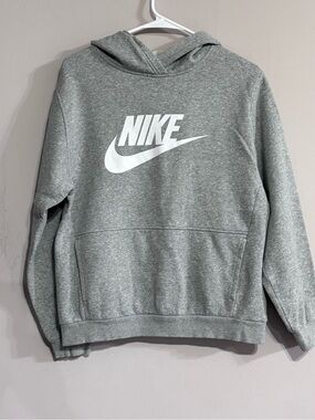 Nike Men’s Grey Crewneck Hoodie with White Logo
